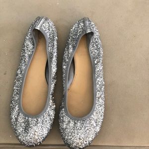Sparkly silver flats